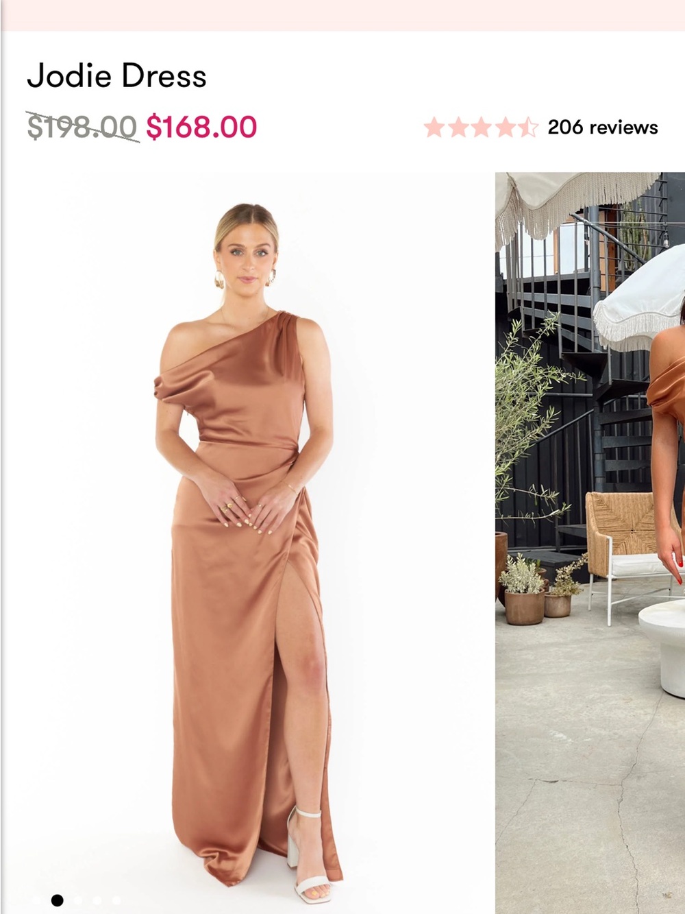 Jodie One-Shoulder Satin Gown - Copper